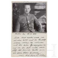 Leutnant d.R. Werner Werner Voß (1897 - 1917) - signiertes Foto, 1917