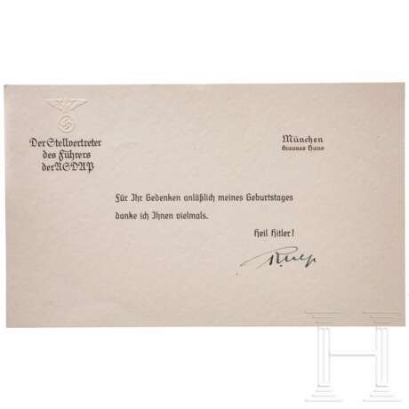 Susi Demoll und Rudolf HeÃŸ - eigenhÃ¤ndig signierte Dankeskarte - фото 1