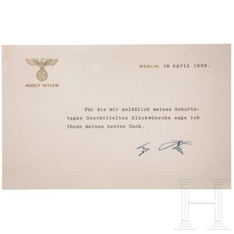 Susi Demoll und Adolf Hitler - Dankeskarte fÃ¼r GeburtstagswÃ¼nsche - photo 1