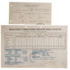KorvettenkapitÃ¤n (E) Robert HÃ¶pfner - signierter Urlaubsschein des Internierungslagers Isla Martin Garcia fÃ¼r AngehÃ¶rige der "Graf Spee", 1942