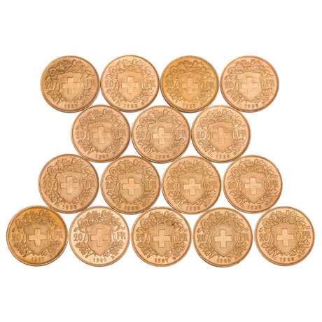 Switzerland /Investment Gold lot with 16 x 20 Sfr. Vreneli - photo 2