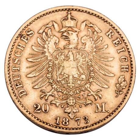 German Empire /GOLD - Württemberg, Karl, 20 Mark 1873-F - photo 2