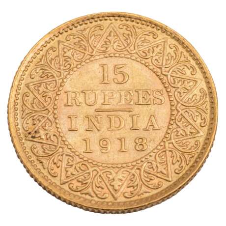British-India /GOLD - George V. 15 Rupees 1918 vz - Foto 2