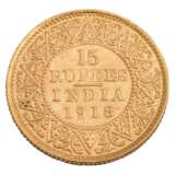 British-India /GOLD - George V. 15 Rupees 1918 vz - фото 2