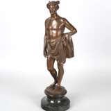 Götterbote Hermes Bronze Ende 20. Jhdt. nach antikem Vorbild auf Marmorsockel - Foto 1