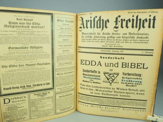 Selten!: Deutsche Freiheit. Monatsschrift für Arische Gottes- und Welterkenntnis 1925 - 1927, gebunden - photo 4