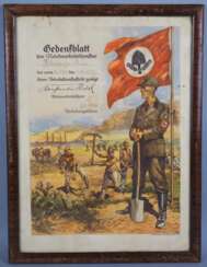 Drittes Reich: Gedenkblatt Reichsarbeitsdienst (RAD), 1935