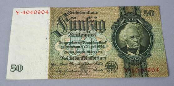 Konvolut Reichsbanknoten / NS Reichsmark 1923 - 1942 - Foto 3