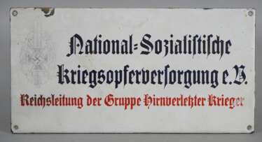 Drittes Reich: NS-Kriegsopferversorgung (NSKOV) Emaille Schild - wohl Sammleranf.