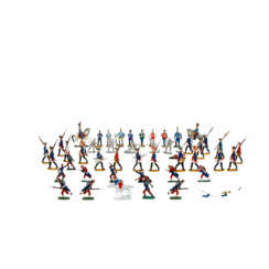49-pc set of tin soldiers, 20th c.