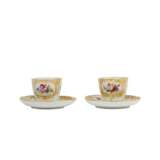 MEISSEN 2 coffee cups with saucers 'flower painting', 1st choice, before 1924. - Foto 1