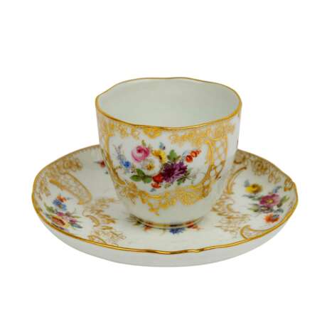 MEISSEN 2 coffee cups with saucers 'flower painting', 1st choice, before 1924. - photo 3