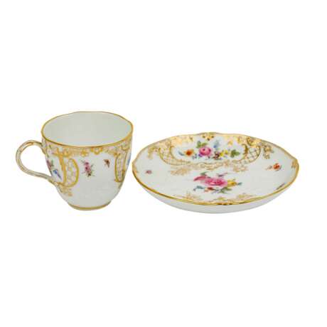 MEISSEN 2 coffee cups with saucers 'flower painting', 1st choice, before 1924. - photo 4