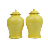 Pair of lemon yellow glazed lidded vessels, CHINA - фото 4