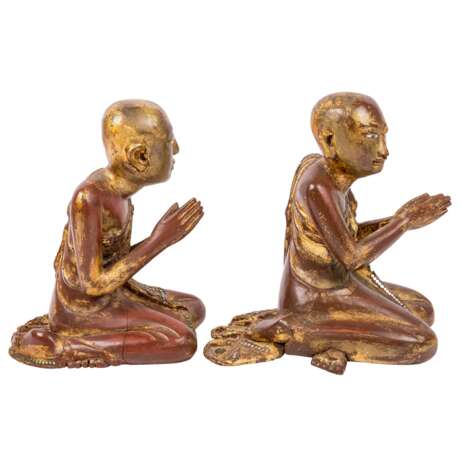 Pair of monks made of wood. THAILAND, 1st half of the 20th century, - фото 6