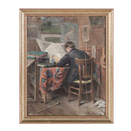 PAINTER/IN 19th/20th c., "Painter at the drawing table in the studio", - photo 2
