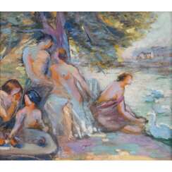 PAINTER/IN 20th century, probably student of Manfred HENNINGER, "Bathers",