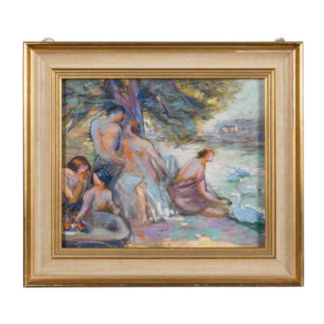 PAINTER/IN 20th century, probably student of Manfred HENNINGER, "Bathers", - Foto 2