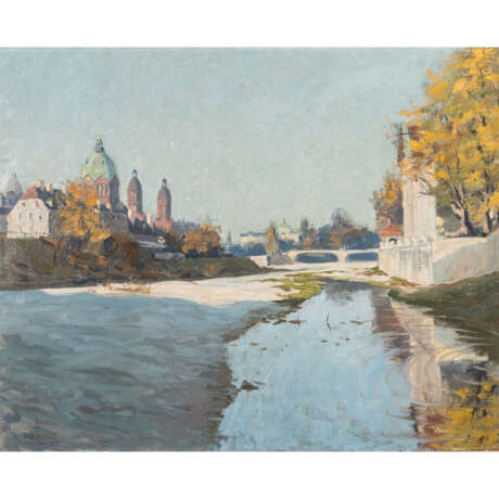 HERZOG, AUGUST (1885-1959), "Munich, the riverbed of the Isar from the Ludwigsbrücke", - photo 1