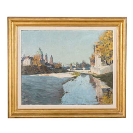 HERZOG, AUGUST (1885-1959), "Munich, the riverbed of the Isar from the Ludwigsbrücke", - Foto 2