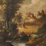 VAN ROS (painter / 19th / 20th century, "Lady in river landscape with castles", - фото 4