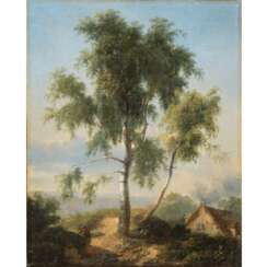 MICHALLON, ACHILLE ETNA (Paris 1796-1822 Paris), "Landscape with birch tree",