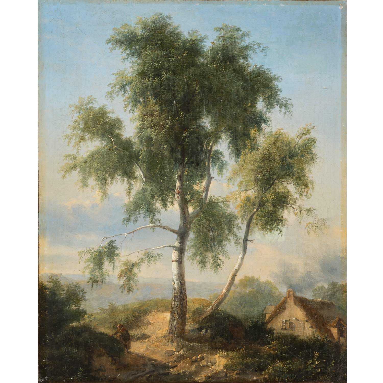 MICHALLON, ACHILLE ETNA (Paris 1796-1822 Paris), "Landscape with birch tree",