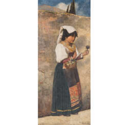 SOMMERFELD, AD. (2nd half of the 19th century), "Young woman in traditional costume in the Albanian mountains",