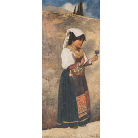 SOMMERFELD, AD. (2nd half of the 19th century), "Young woman in traditional costume in the Albanian mountains", - photo 1