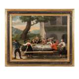 PAINTER/IN 17th/18th c. "Festive, dining company in front of a palace in a wide landscape", - photo 2