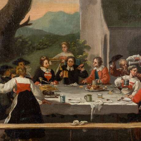 PAINTER/IN 17th/18th c. "Festive, dining company in front of a palace in a wide landscape", - фото 4