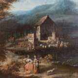 PAINTER/IN 18th century, "Rural scene with house on the water and figures", - Foto 3