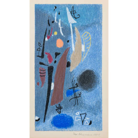 ACKERMANN, MAX (1887-1975), "Abstract composition against a blue background", 1951, - Foto 1