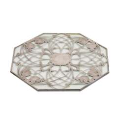 SHREVE, CRUMP & LOW CO. octagonal coaster made of glass with silver fittings, 19th/20th c.,