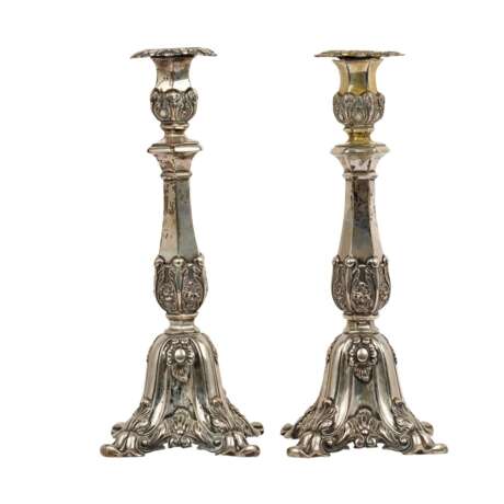 GERMAN, Pair of candlesticks, silver, 19th c., - фото 3