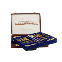 PLANETA 56-pcs. cutlery 'Rocaille' in case, hard gilded, 20th c.