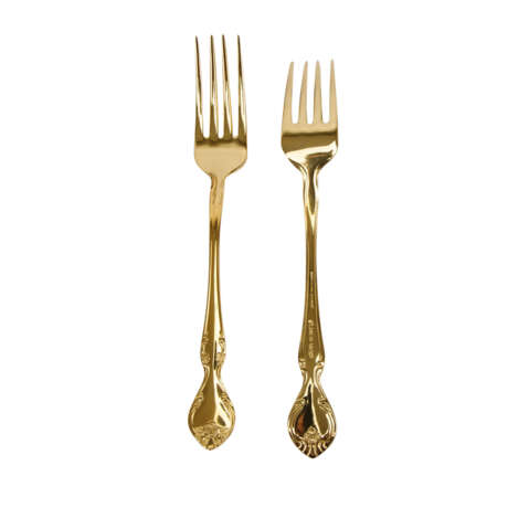 PLANETA 56-pcs. cutlery 'Rocaille' in case, hard gilded, 20th c. - фото 3