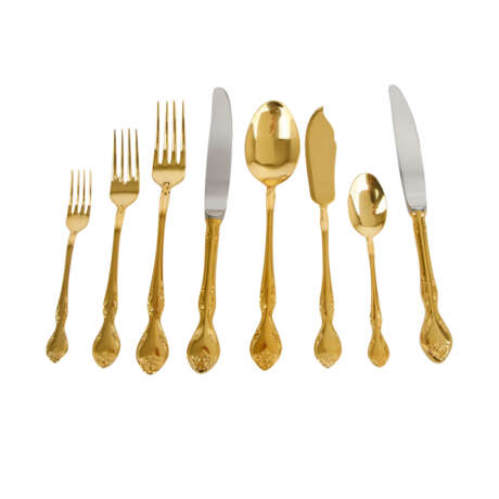 PLANETA 56-pcs. cutlery 'Rocaille' in case, hard gilded, 20th c. - фото 6
