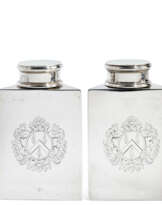 A PAIR OF GEORGE I SILVER TRIANGULAR TEA CADDIES