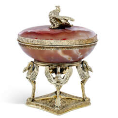 A GEORGE IV SILVER-GILT-MOUNTED AGATE BOWL AND COVER