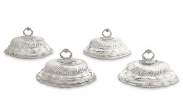A SET OF FOUR REGENCY SILVER ENTR&#201;E-DISHES AND COVERS