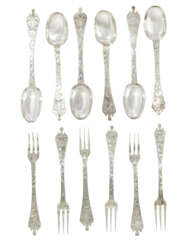 A SET OF SIX CHARLES II SILVER SPOONS AND FORKS