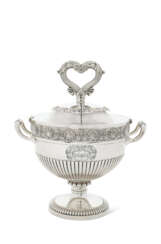 A REGENCY SILVER EGG CODDLER WITH SIX EGG CUPS