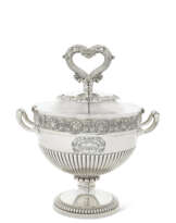 A REGENCY SILVER EGG CODDLER WITH SIX EGG CUPS