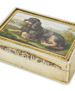 Period of George IV. A GEORGE IV SILVER-GILT SNUFF-BOX SET WITH A MICROMOSAIC