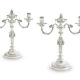 A PAIR OF GEORGE III SILVER TWO-LIGHT CANDELABRA - photo 1