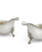 Fuller White. A PAIR OF GEORGE II SILVER SAUCEBOATS