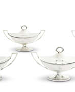 Robert Sharp. A SET OF FOUR GEORGE III SILVER SAUCE TUREENS AND COVERS