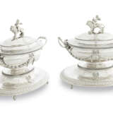 A PAIR OF GEORGE III SILVER SOUP TUREENS, COVERS, LINERS AND STANDS - photo 1