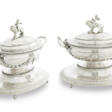 A PAIR OF GEORGE III SILVER SOUP TUREENS, COVERS, LINERS AND STANDS - Archives des enchères